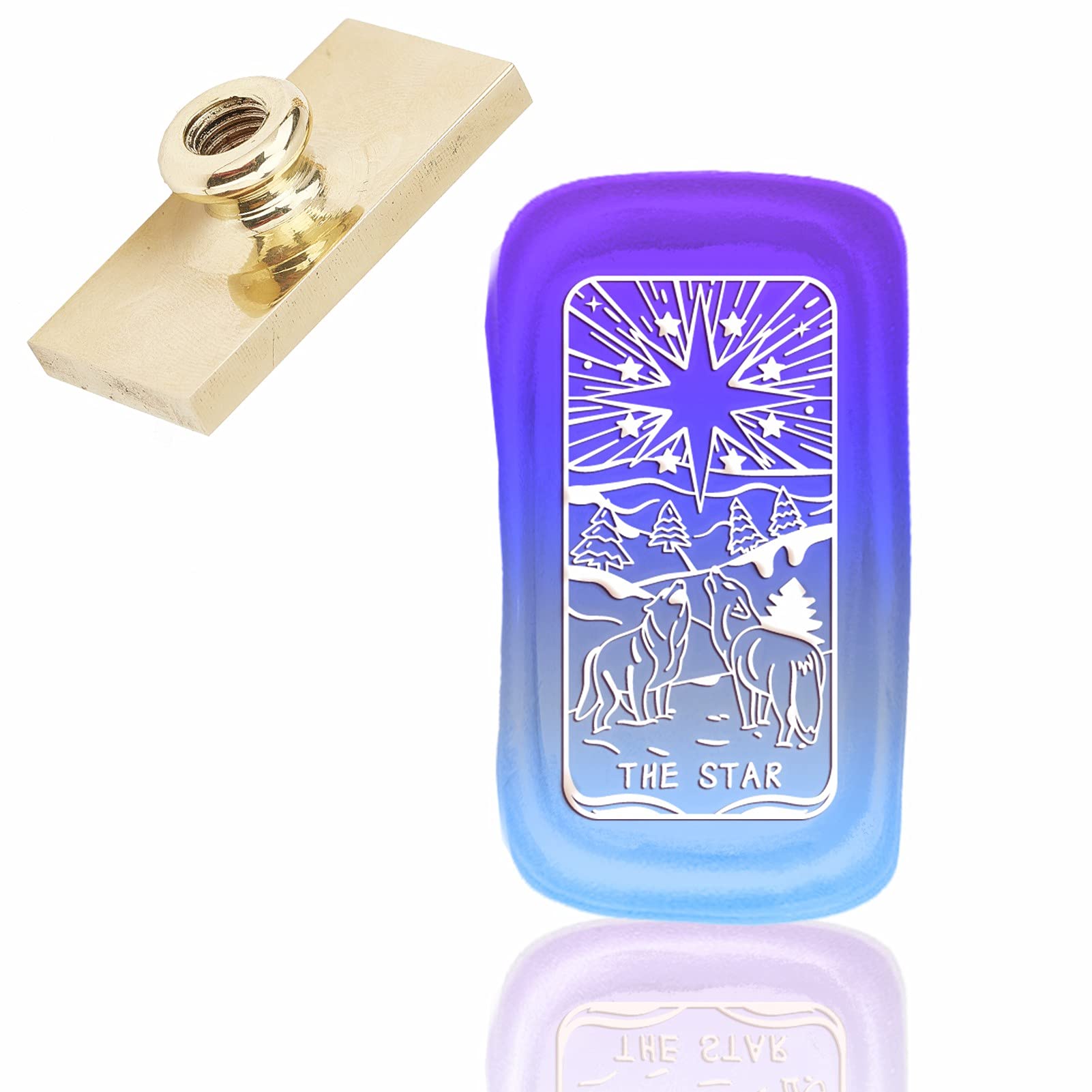 CRASPIRE Sealing Wax Stamp The Star, Rectangle Sealing Stamp Head Replacement for Invitations Cards Bottle Gift Decoration (Without Handle)