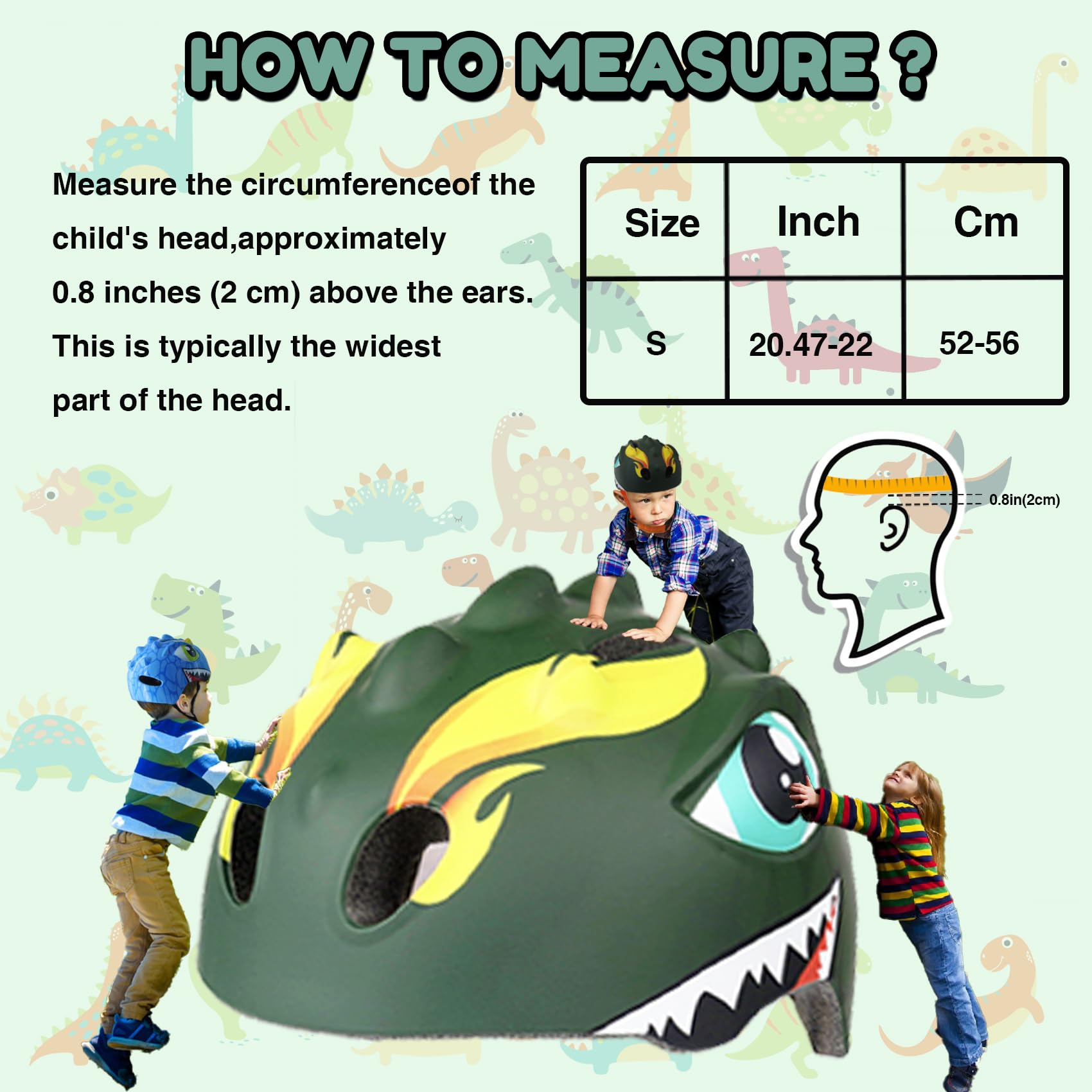 Toddler Helmet Kids Bike Helmet for Boys Girls 3 4 5 6Years Old with Dinosaur 3D Lightweight Safety Certified,Toddler Bike Cycling Skating Skateboard Scooter Helmet