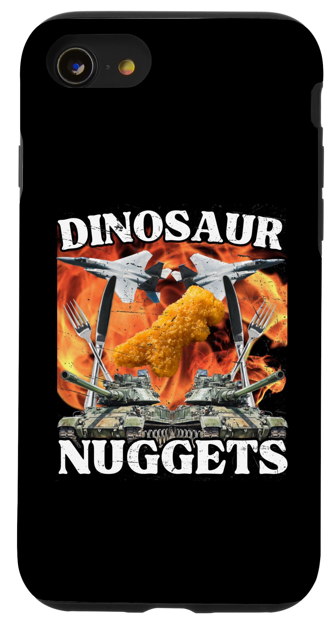 iPhone SE (2020) / 7 / 8 Funny Dinosaur Chicken Nugget Bootleg Hardcore Flames Meme Case