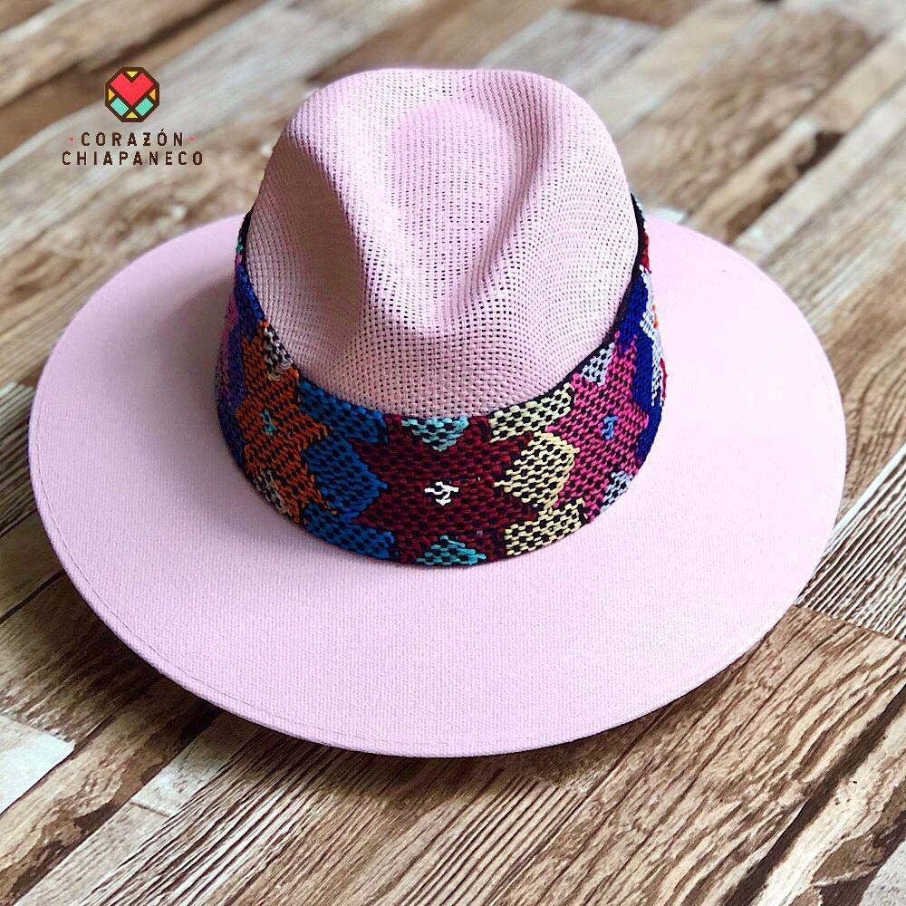Beautiful canvas sun hat with hand made band in light pink