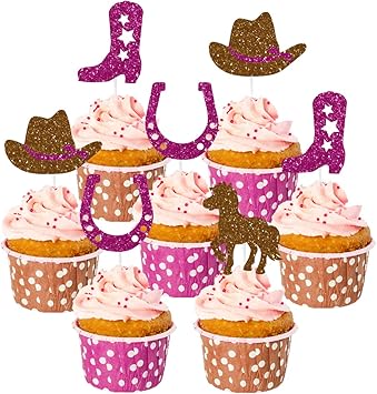 Kreatwow Cowgirl Cake Decorations 24 Pack With Boot Horse Cake