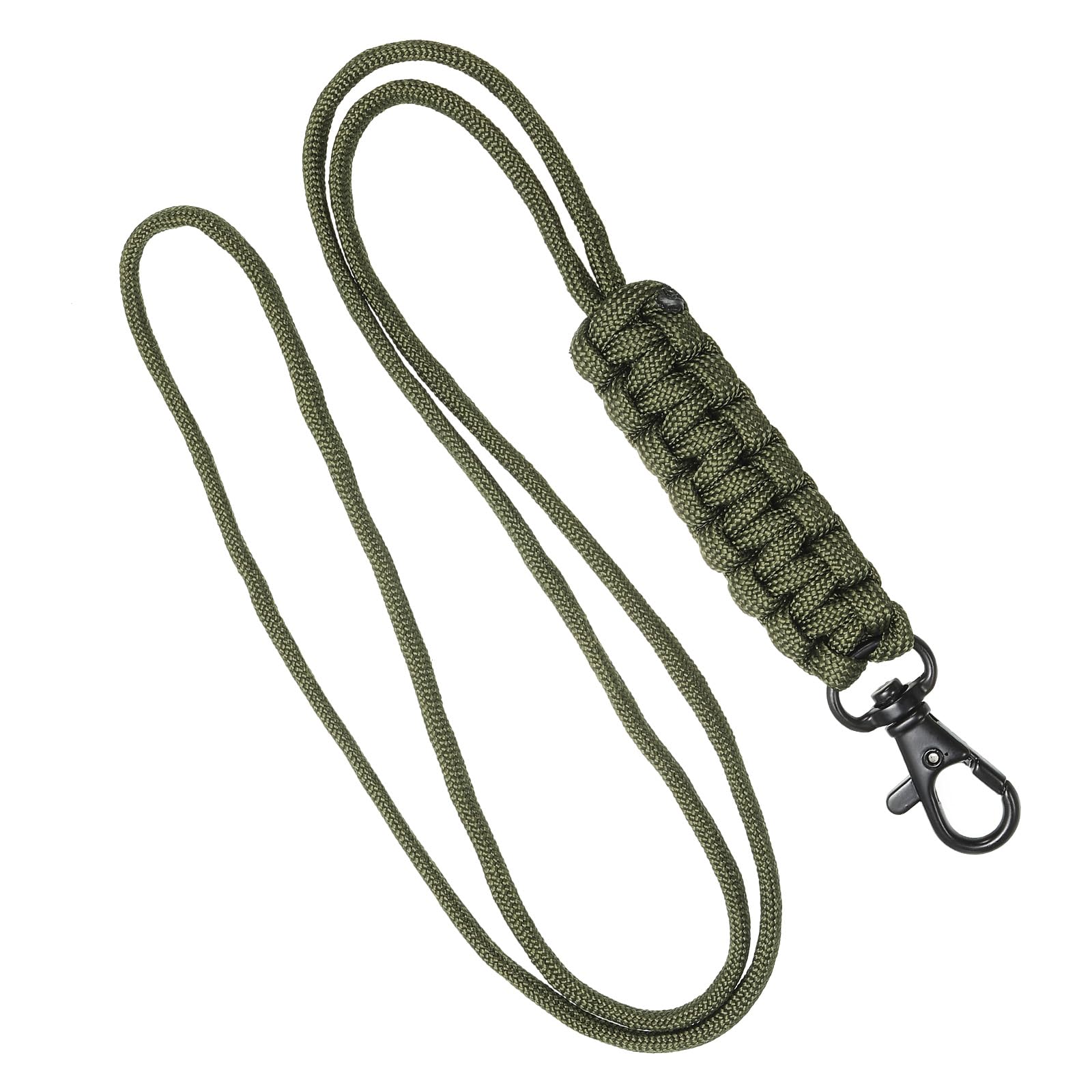 PATIKIL 20 Inch Paracord Lanyard, Braided Lanyard Necklace Keychain Badge Lanyard with Alloy Clip for Keys ID Card Badge Holder, Green