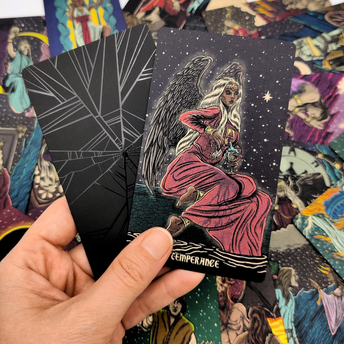 Dark Reflections Tarot Shadow Work Cards Deck, Unique Art Work with Guide Book for Beginners - A Minimalist Tarot Large Deck, Major and Minor Arcana Full Tarot Deck with 78 Cards