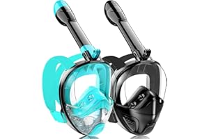EZIRE Full Face Snorkel Mask for Adults Teen, Snorkeling Gear with Detachable Camera Mount,Panoramic 180° View, Anti-Fog Anti-Leak Snorkling Set for Man and Women (Black Green+Black)