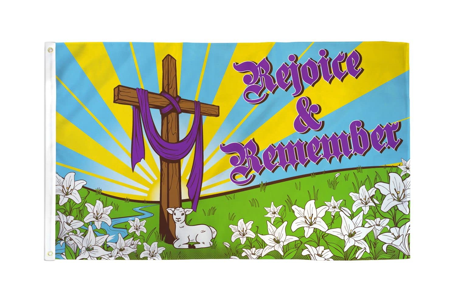 AZ FLAG - Easter Rejoice And Remember Flag - 3x5 Ft - 100D Polyester Memorial Day Banner with Two Metal Grommets - Fade Resistant - Vivid Colors - 3' x 5' Feet - 150x90 Cm