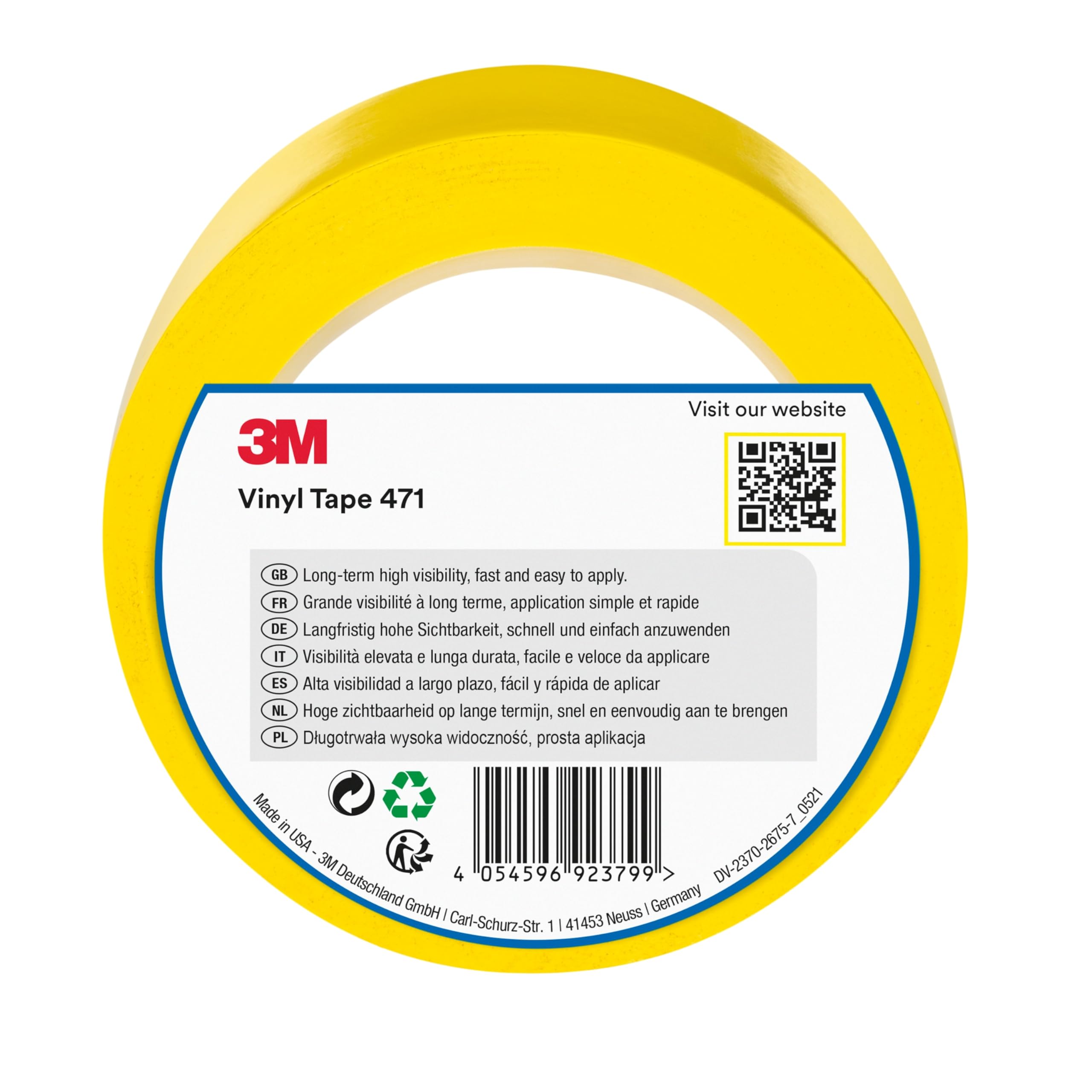 3M Vinyl Tape 471, 50 mm x 33 m, Yellow
