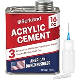 Berkland Acrylic Bonding Cement, 16 oz with Applicator Bottle | Clear fast-setting glue for plexiglass, acrylic sheets &amp; display cases - applicator bottle for clean seams