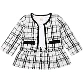 Toddler Kids Baby Girls Plaid Skirt Set Cardigan Jacket Coat + Tutu Dress Set Long Sleeve Outfits Fall Outfit Set