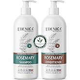 Edenika Botanicals Rosemary Oil Shampoo & Conditioner Set with Biotin for Thinning Hair & Anti-Hair Loss, Strengthening Botanical Formula, Women & Men, Sulfate-Free, Organic, 16 fl oz Each