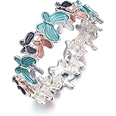 LUREME Vintage Enamel Butterfly Stretch Bangle Bracelet – Adjustable Colorful Boho Elastic Bracelet for Women (bl003620)