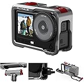 Flymile Action 6 Camera Cage for DJI Osmo Action 6, Protective Case Metal Frame with Silicone Lens Cap, Cold Shoe & 1/4" Threads Adapter, Aluminum Alloy Quick Release Mount Accessories