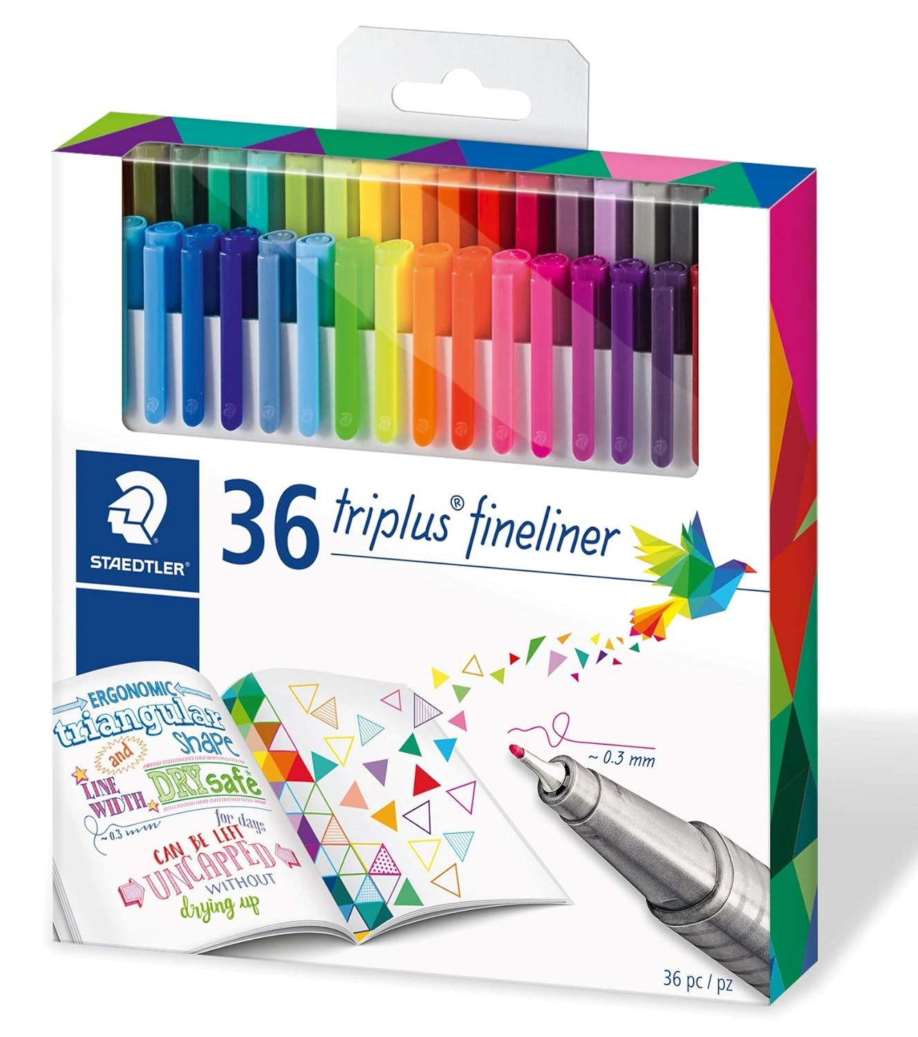 Staedtler Color Pen Set, Set of 36 Assorted Colors (Triplus Fineliner Pens)