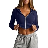 Oakgarden Women's Cropped Zip up Hoodies Long Sleeve Fitted Sweater Pullover Ribbed Knit Casual Trendy Fall Y2k Cardigans