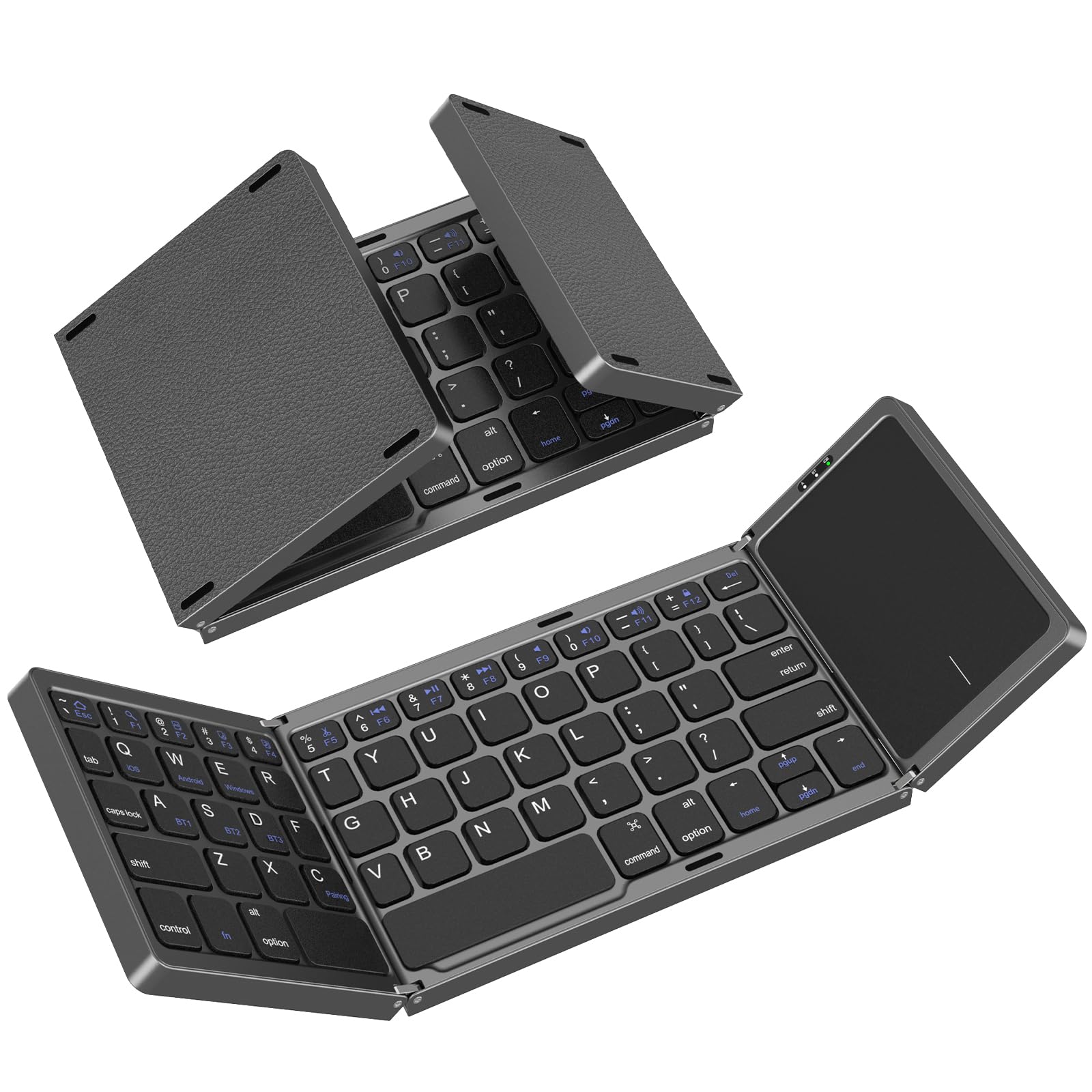 HAMOPY Foldable Keyboard, Leather Tri-Folding