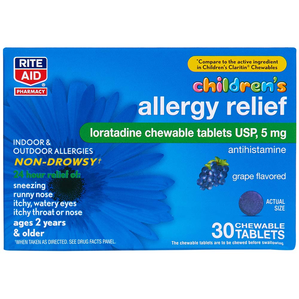 Rite Aid Children's NonDrowsy Allergy Relief Chewable Tablets, Grape