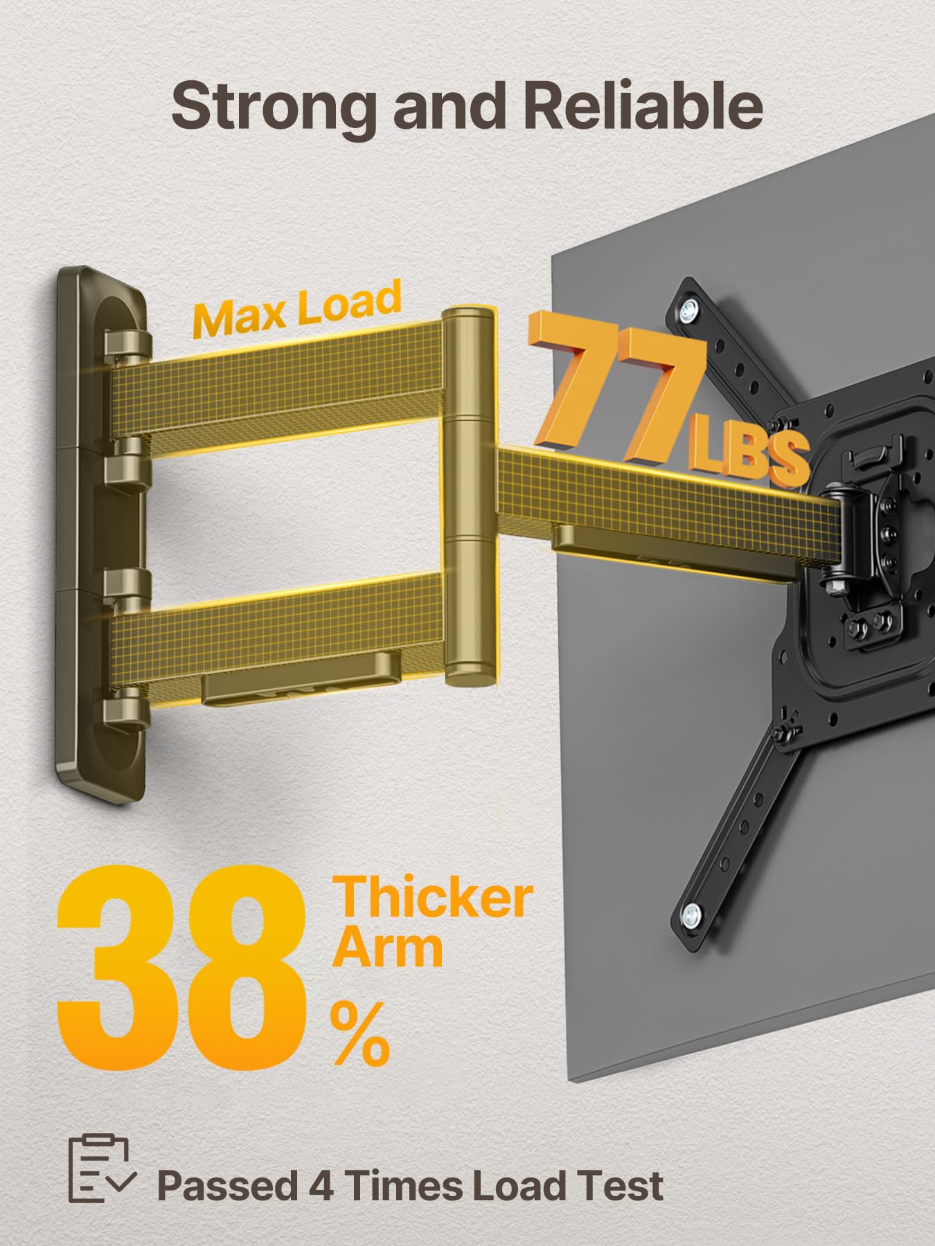 monTEK Full Motion TV Wall Mount for 23–65 Inch Flat & Curved TVs and Monitors, Swivel & Tilt Articulating Bracket, Max VESA 400x400mm, Holds up to 77 lbs, Perfect Center Design
