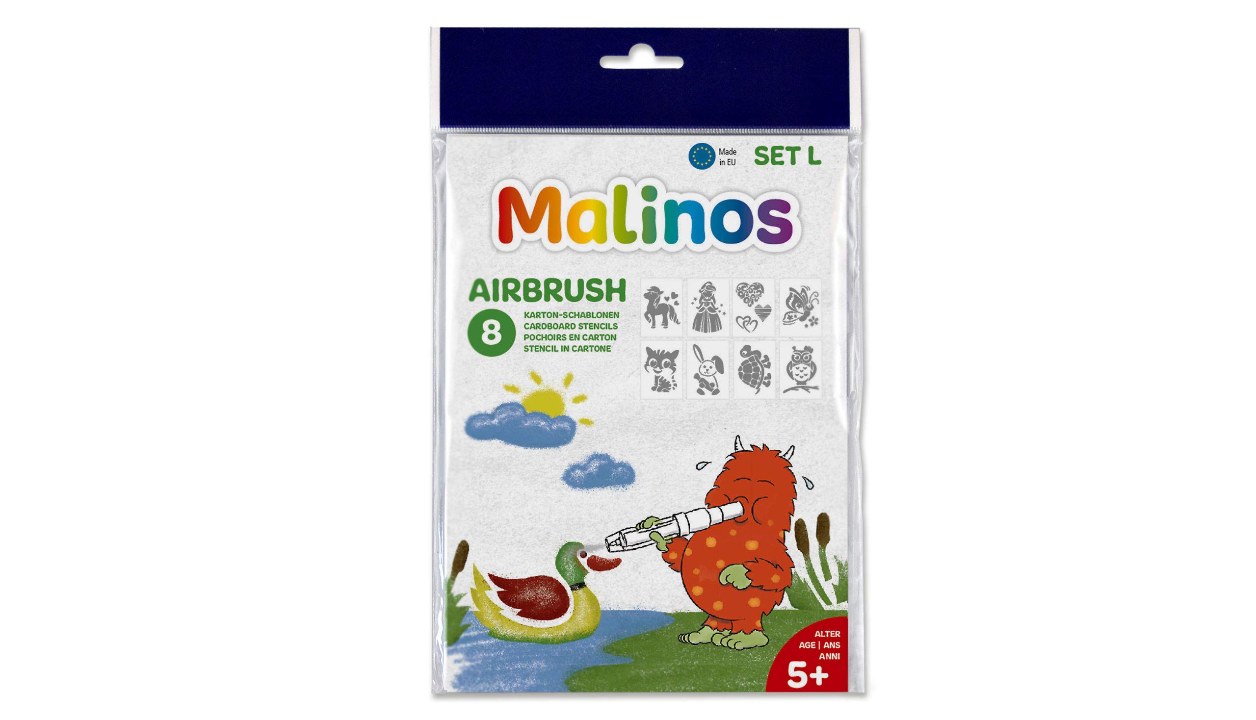 MALINOS Airbrush Stencil Set L Sweeties - 8 Designs, Ages 4+