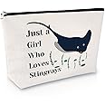 Stingray Themed Makeup Bag for Women Ocean Animal Gifts for Stingray Lovers Cosmetic Bag Sea Animal Manta Ray Gifts Christmas Funny Birthday Presents for Her Travel Pouch