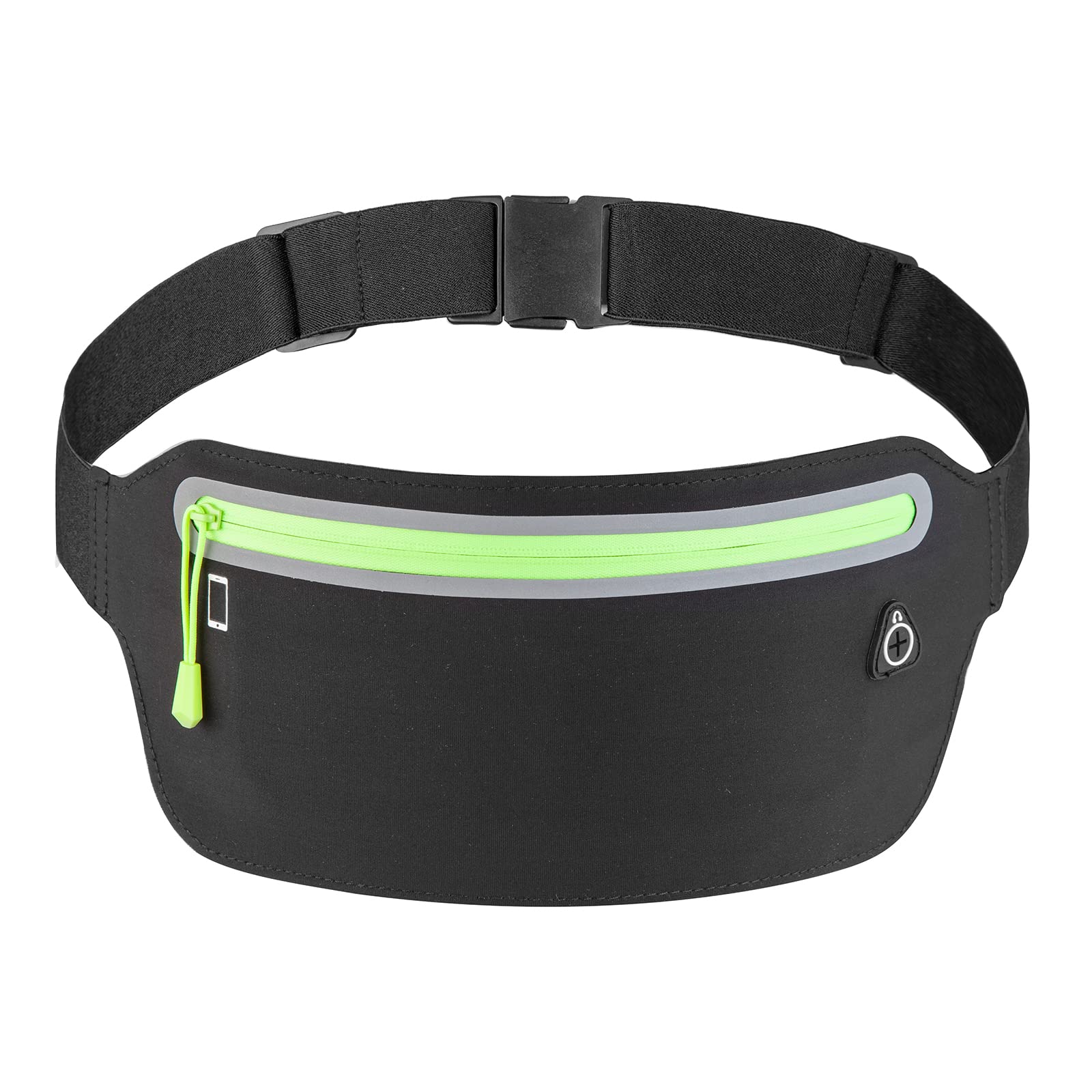 Baikeen Running Belt,Slim Fanny Pack Exercise Running Waist Belt Bag for Phone Women Men Runners Gym(Black)
