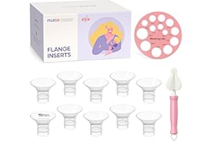 Nuliie 10PCS 19mm Flange Inserts for 24mm Flange/Shield of Most Pumps, BPA-Free Flange Sizing Kit, Compatible with Momcozy/Elvie/Spectra/Bellababy/TSRETE/Nuliie Breast Pumps