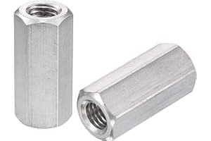 uxcell M8 x 1.25-Pitch 30mm Length 304 Stainless Steel Metric Hex Coupling Nut, 10-Pack