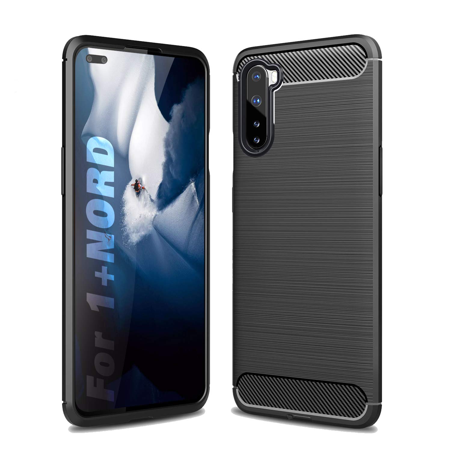 SCL Case for OnePlus Nord, Carbon Fibre Effect Gel Grip Protection Cover, Anti Scratch, Anti Collision, Compatible with OnePlus Nord