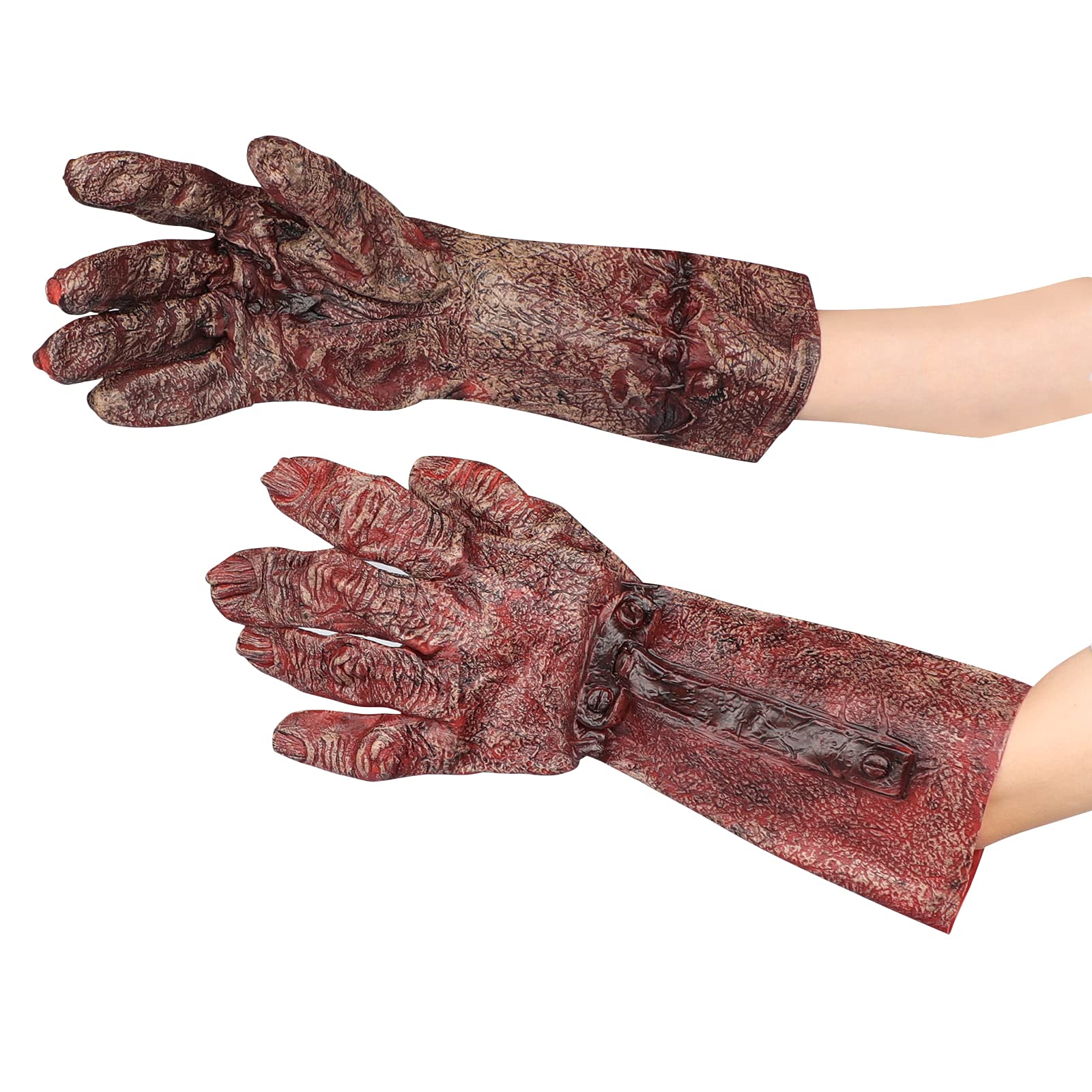 HKSICHENGKEJIUK Halloween Blood Gloves Zombie Rotted Hands Costume Gloves Halloween Horror Tricky Full Finger Hands Blood Zombie Mittens Halloween Party Scary Claw Hand