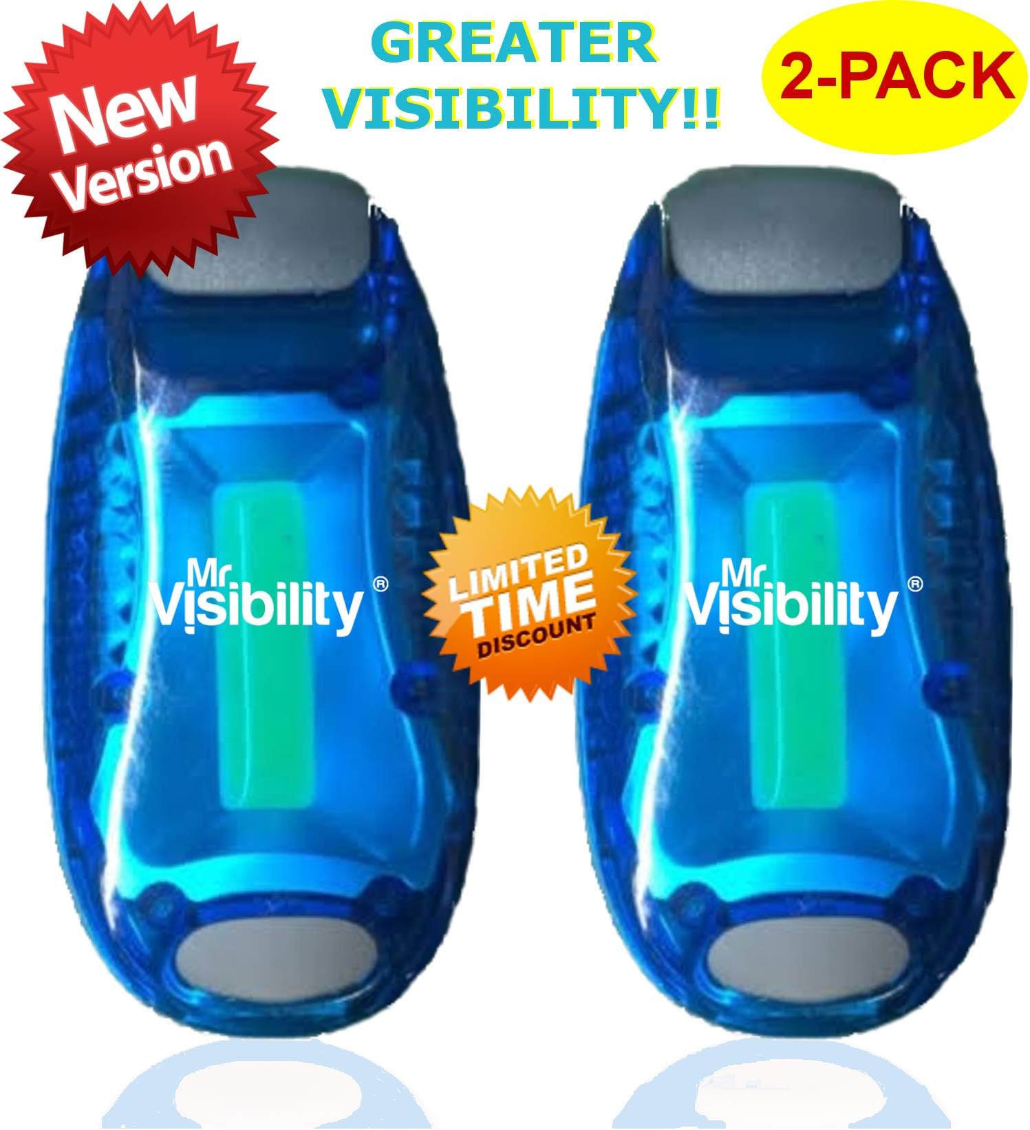 LED Safety Light 2-Pack | Clip On Strobe Flashing Running Lights for Runners, Night Walking, Dogs, Bike | The Brighter High Visibility Reflective Gear for Cycling Accessories, Dog Collar, Vest, Kids