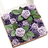 Ling's moment Artificial Wedding Flowers 1.5" Rose Buds and 2" Petite Roses 25pcs Lilac & Purple w/Stem for DIY Wedding Boutonniere Wrist Corsages Bouquets Centerpieces Arrangements