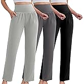 NoirEle 3 Pack Women's Petite Sweatpants, Casual Wide Leg Pants Loose Fit Lounge Pants with Pocket, S-2XL,S-2XL