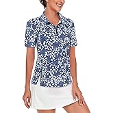 LURANEE Women's Short Sleeve Golf Shirt UPF 50+Zip Up Quick Dry Tennis Polo Workout Tops Slit Zipper at Hem