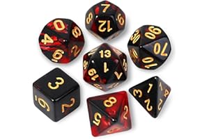 PIPIRICH DND Polyhedral Dice Set with a Black Dice Bag for D&D RPG MTG Role Playing Table Games RPG Polyhedral Dice for Dungeon and Dragons Playing Games 7-Die Set (Red&Black Dice)