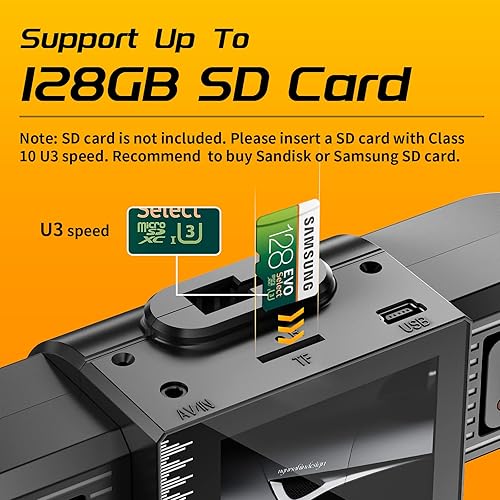 iiwey T1-pro Dash Cam Front and Rear Inside Channel 1080P, Adjustable  Lens Dash Camera for Cars with IR La