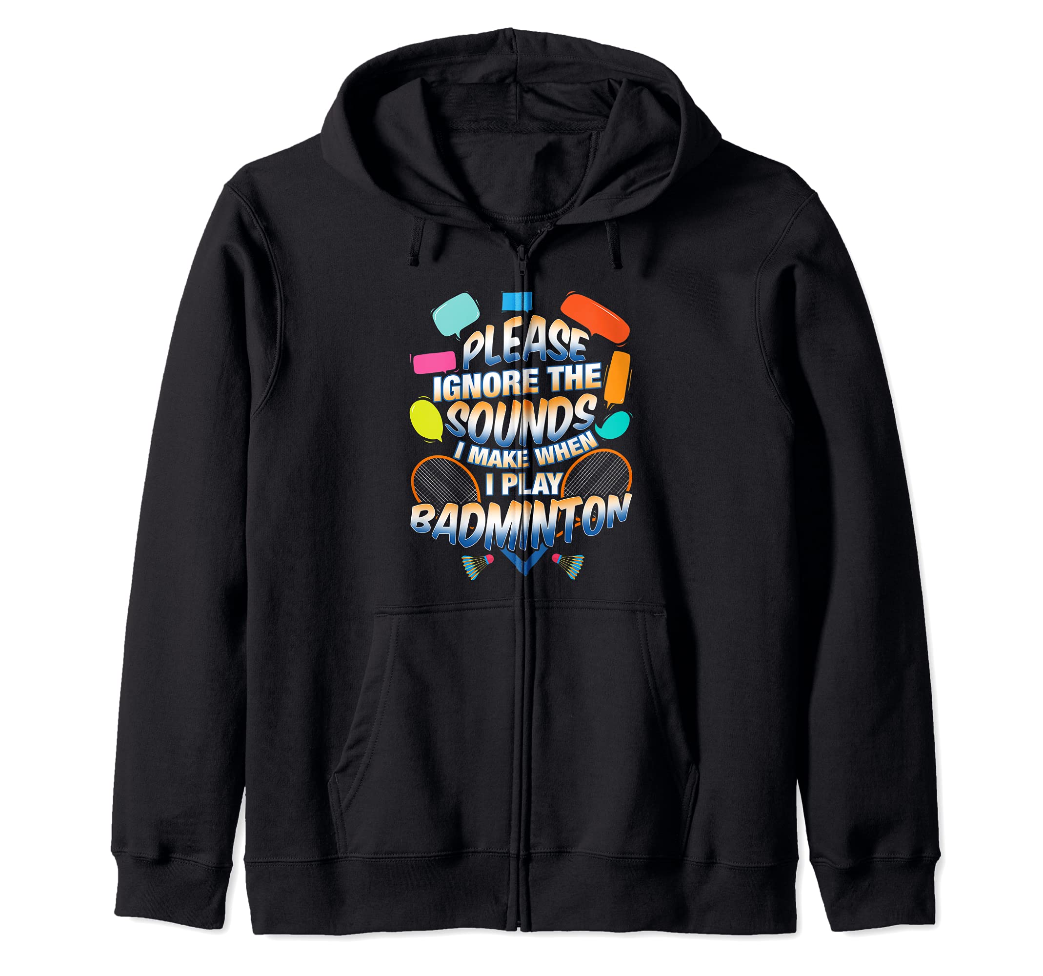 Funny Badminton Racquet Shuttlecock Sports Summer Backcourt Zip Hoodie