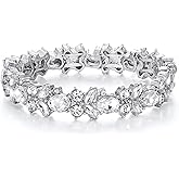 BriLove Wedding Bridal Bracelet Marquise-Shape Stretch Bangle for Women