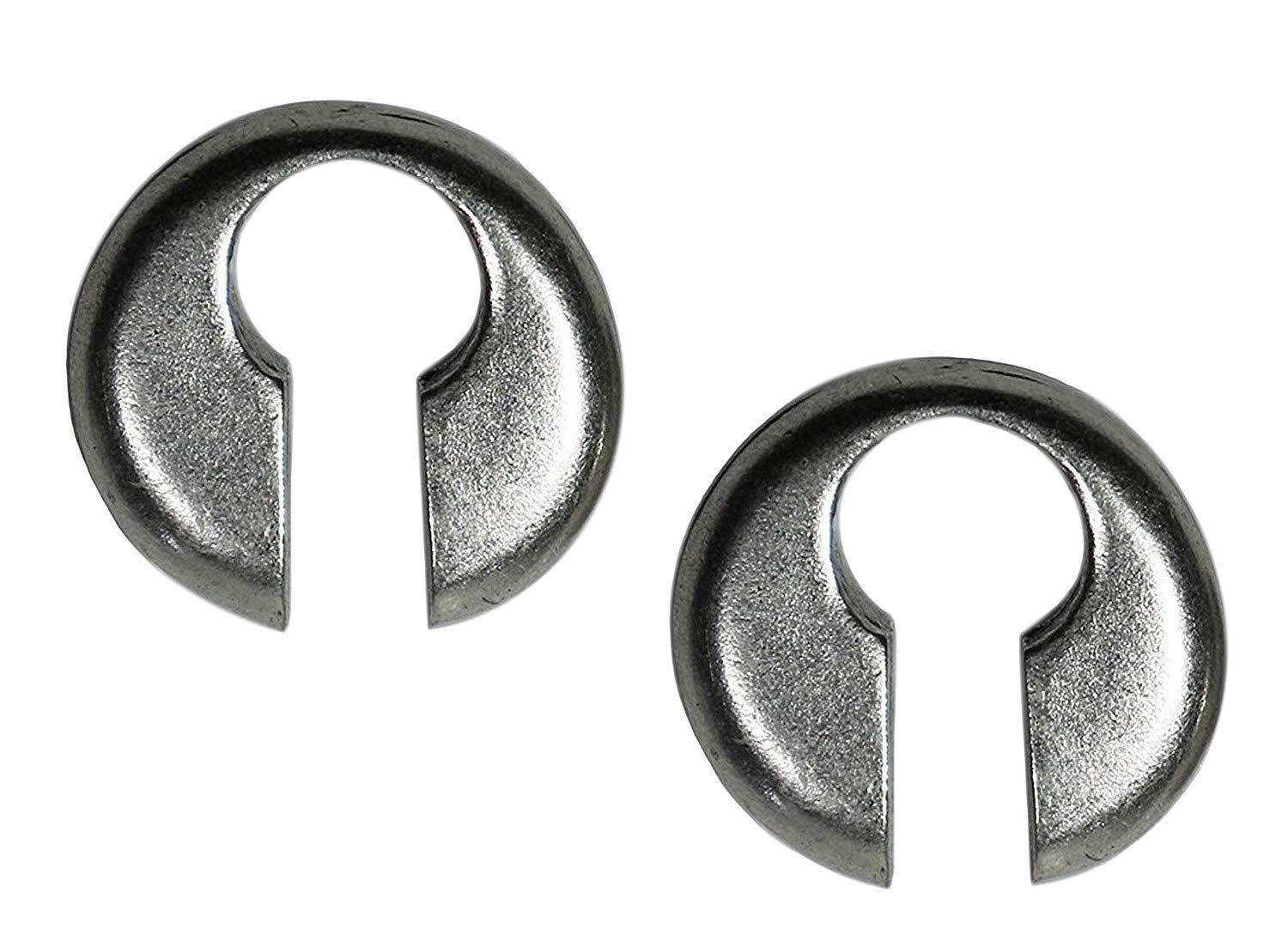 Eurofusioni Silver plated Ear Weights for Stretched Lobes - Two Earring Plugs LOCK- Unique original model handmade by Italian craftsman - Inch 0,87 x 0,87