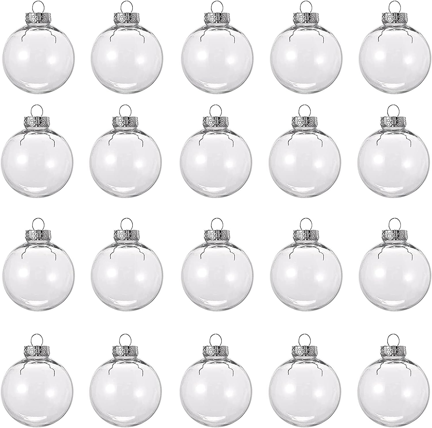 Ornaments - 20 Pcs Clear Plastic Fillable Ornament Balls, Removable Top Clear Hanging Ornaments Ball, DIY Plastic Ornaments Round Balls, Perfect for Decoration On Christmas Trees, Wedding, Party(60mm)
