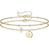 M MOOHAM Valentines Gifts for Her Teen Girls - Dainty Four Leaf Clover Bracelet for Women Trendy Personalized Initial Bracelet for Teen Girls Jewelry Valentines Gifts for Women