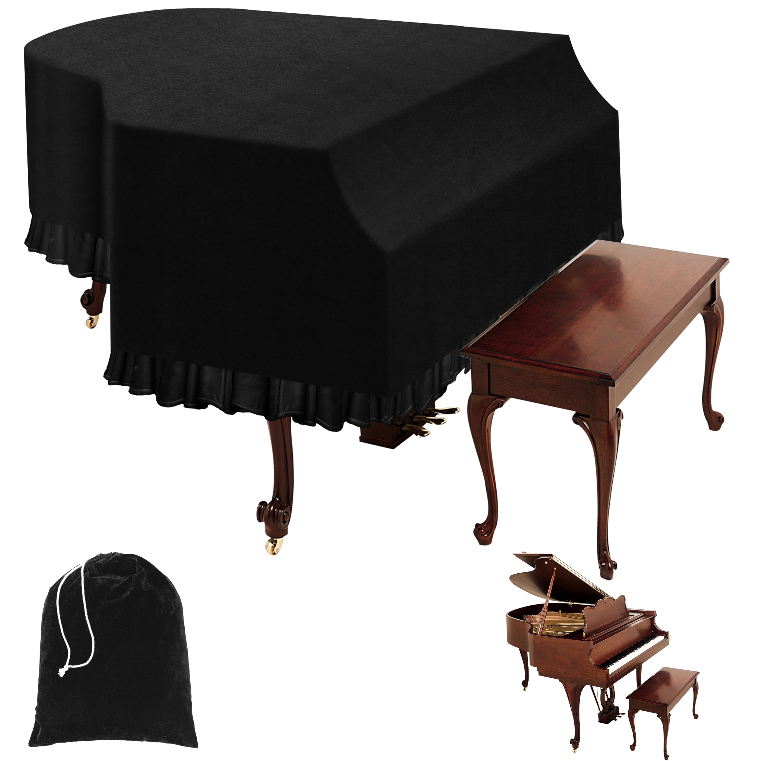 Photo 1 of Grand Piano Keyboard Dust Cover, Music Stretchy Dirt Proof Keyboard Cover With Durable Elastic & Cord Lock Must Have Piano Accessories