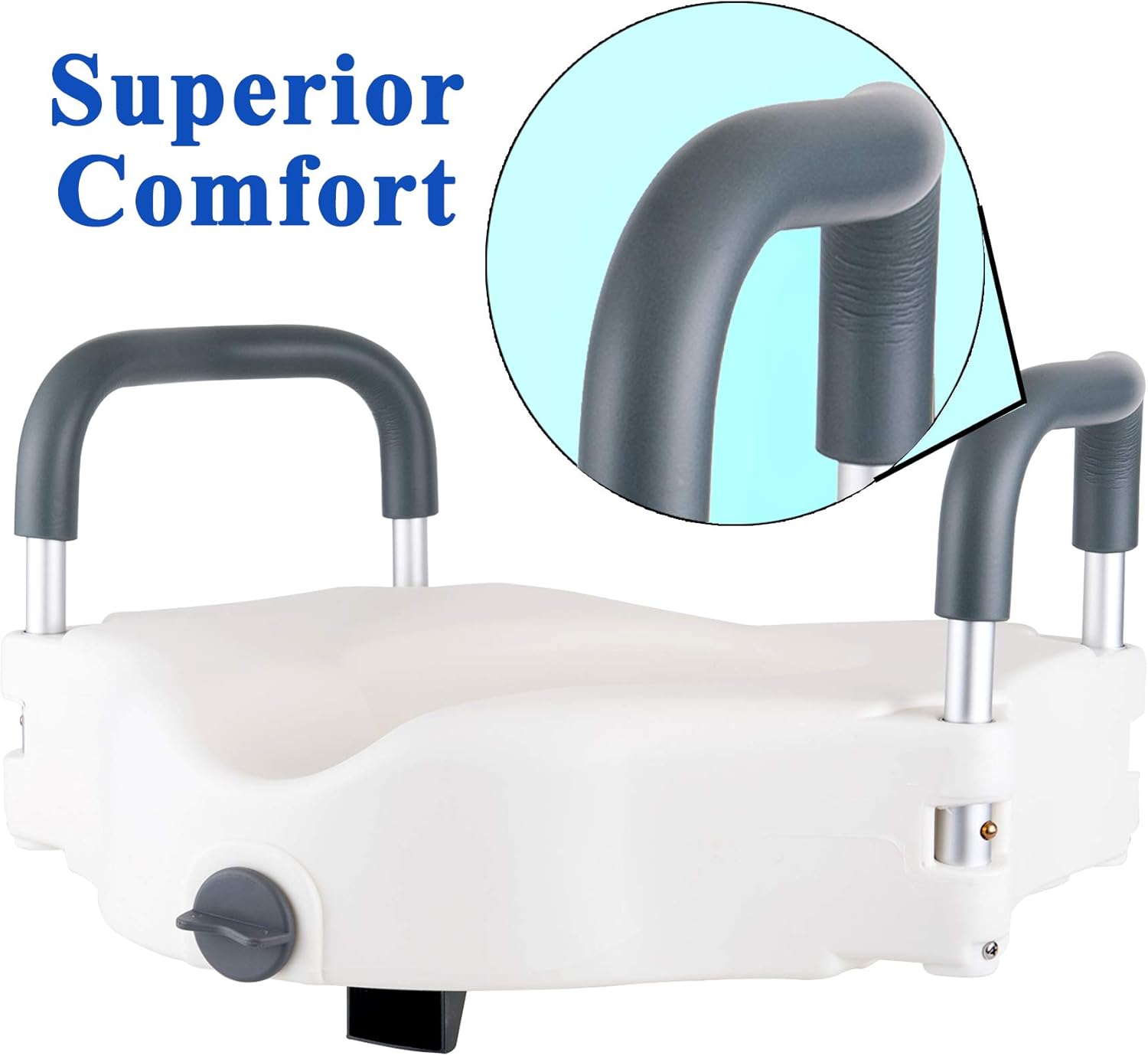 Medokare Raised Toilet Seat Riser - Toilet Seat Risers for Elderly, Portable Handicap Toilet Seat with Handles, Disabled Elevated Riser Seat with Arms: Health & Personal Care