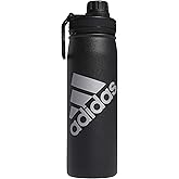 adidas 600 ML (20 oz) Metal Water Bottle, Hot/Cold Double-Walled Insulated 18/8 Stainless Steel, Black/Silver Metallic, One Size