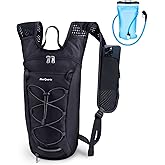 Blue Quartz Hydration Backpack with 2L Water Bladder, Hiking Water Backpack for Women Men, Lightweight Cycling Daypack with Phone Pocket & Helmet Net Bag, Hydration Pack for Biking, Running, Skiing