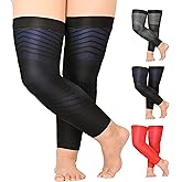 MGANG Full Leg Compression Sleeves for Men & Women, Thigh High 20-30mmHg Graduated Compression Stockings for Thigh Calf Knee Support, Pain, Swelling, Varicose Veins, Running, Sports, 1 Pair, Blue XXL