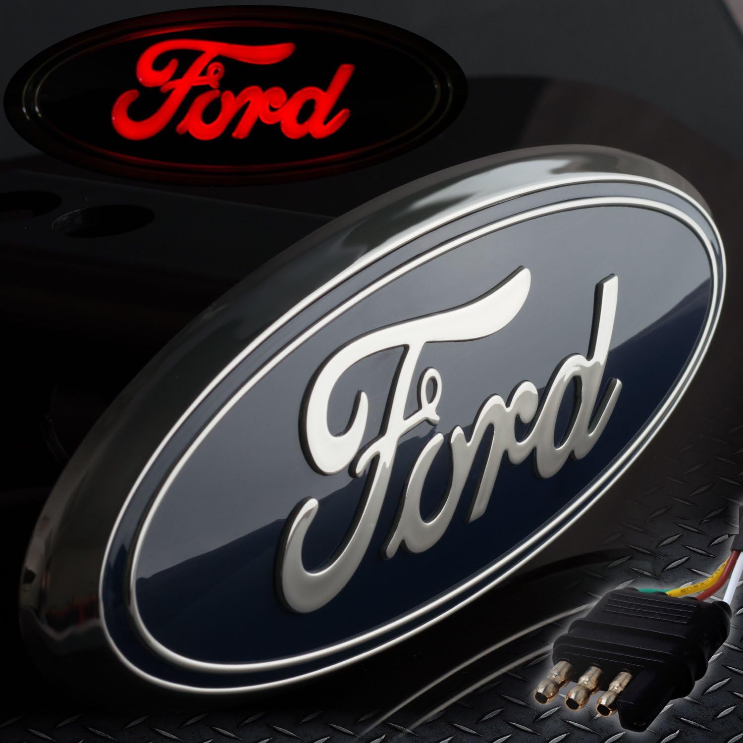 Bosswell 2004-2014 Hitch Cover Ford Licensed LED Light Trailer Towing Hitch Receiver Cover (Blue)