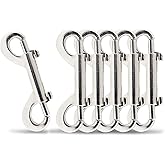 Zorveiio 6 Pcs 2.7 Inch Double Ended Bolt Snaps Hook, Zinc Alloy Double Snap Hook Chain Clips for Dog Leash Key Chain Horse Tack Pet Feed Bucket Garage Use, Silver