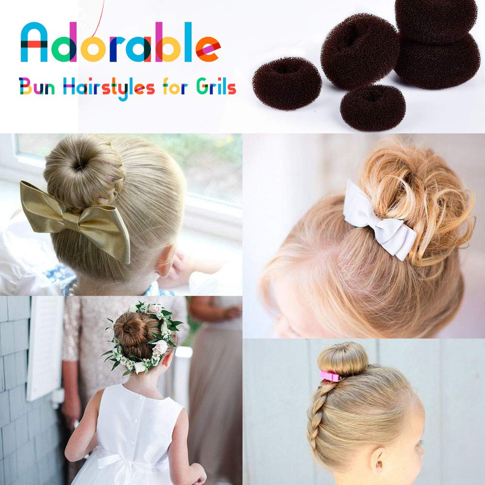Donut Bun Maker, TsMADDTs Hair Ring Style Bun Maker Set with 7pcs Hair Bun Makers 5pcs Hair Elastic Bands 20pcs Hair Pins Dark Brown: Beauty