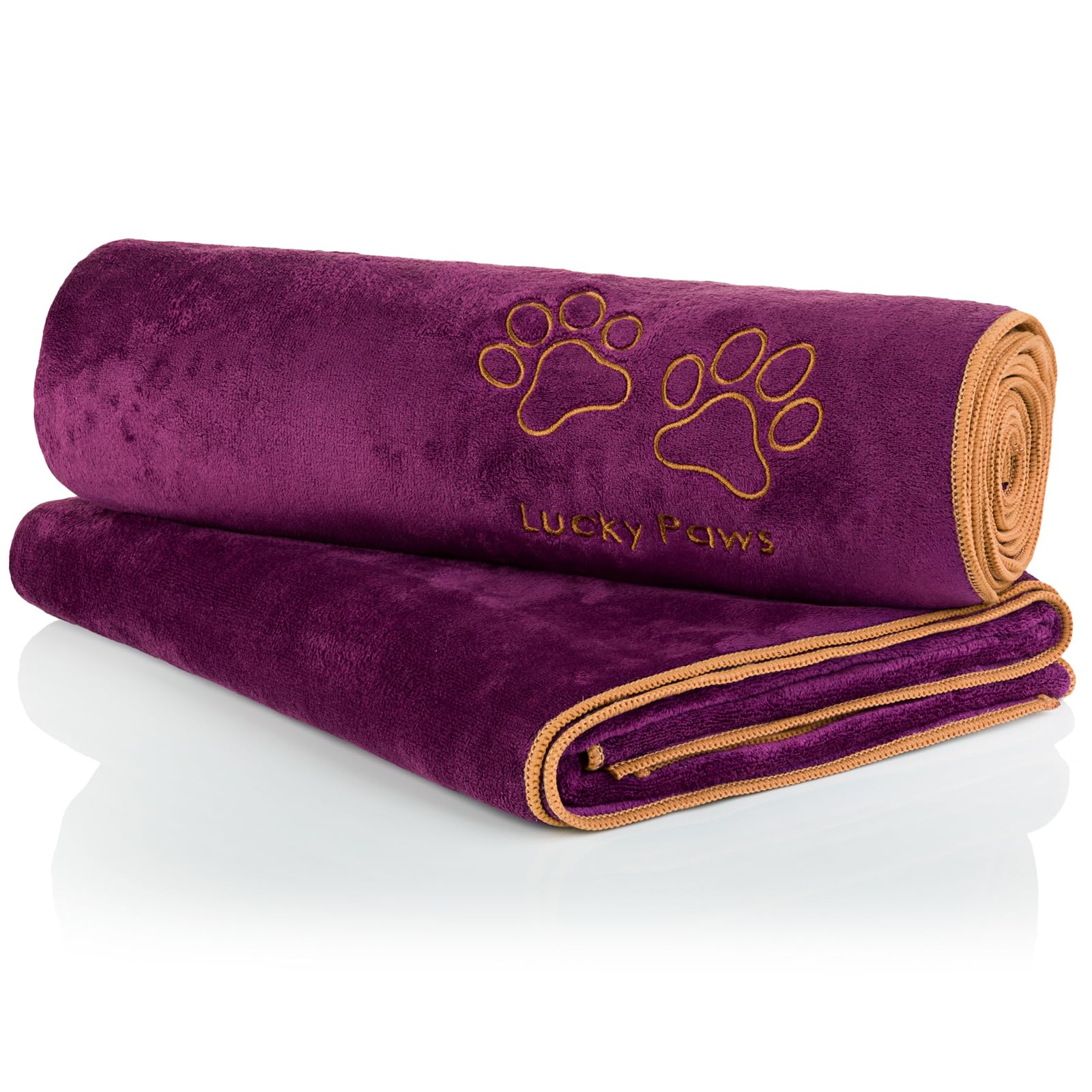 Lucky Paws® UK Dog Towel – Extra Large 140x70cm – Super Absorbent, Luxuriously Soft & Fast Drying Microfibre Towel – Premium Dog Towels for Drying Dogs (Pack of 2, Plum)