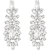 Crysdue Prom Dangle Earrings for Women, Marquise Rhinestone Crystal Chandelier Drop Jewelry for Wedding Party Costume