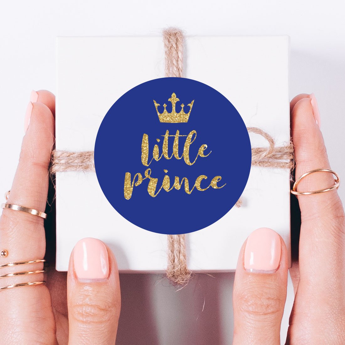 Magjuche Royal Blue Little Prince Crown Stickers Gold Glitter Boy