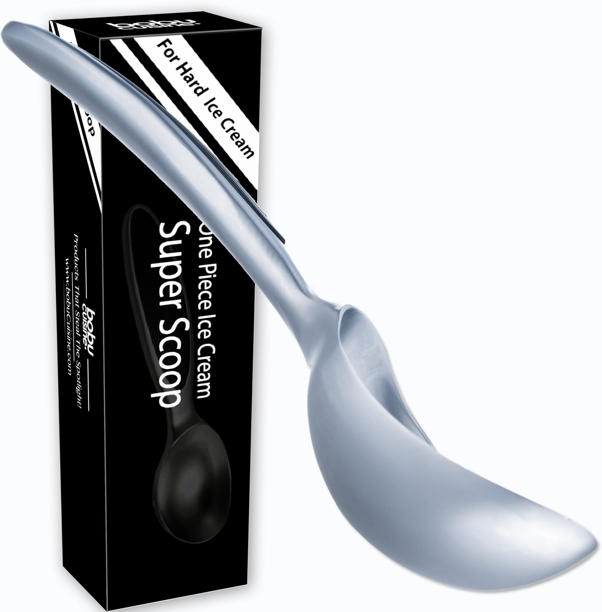 bobucuisine Unbendable Ice Cream Scoop, 1-piece design Super Scoop for the Hardest Ice Cream, Frozen Yogurt - Non-Slip Rubber Grip Dishwasher Safe, Solid, Sturdy, Unique Design